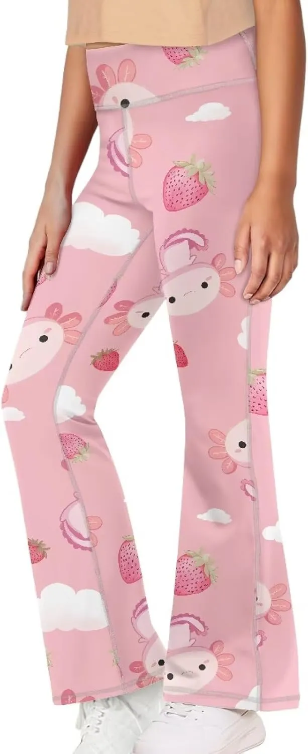 Girls Leggings Floral Print High-Waisted Flared Pants 5-14 Years