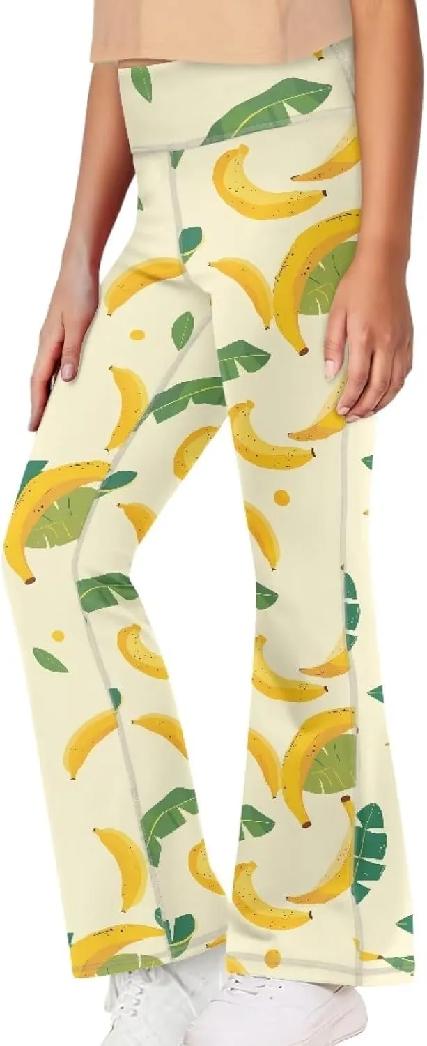 Girls Leggings Floral Print High-Waisted Flared Pants 5-14 Years