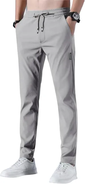 Glide Pants Men Quick Dry Breathable Pants Stretch Elastic Waist Drawstring Active Hiking Trousers with Pockets