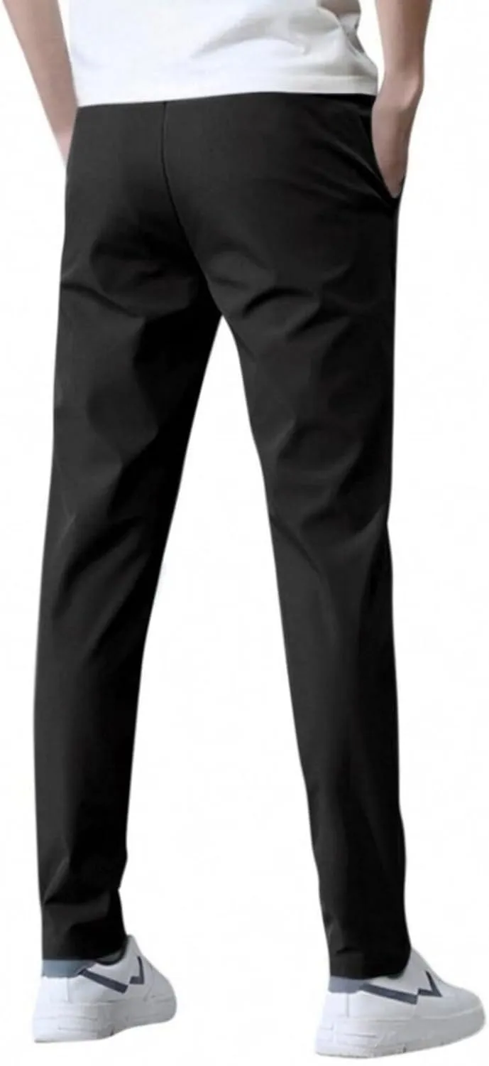 Glide Pants Men Quick Dry Breathable Pants Stretch Elastic Waist Drawstring Active Hiking Trousers with Pockets