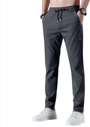Glide Pants Men Quick Dry Breathable Pants Stretch Elastic Waist Drawstring Active Hiking Trousers with Pockets