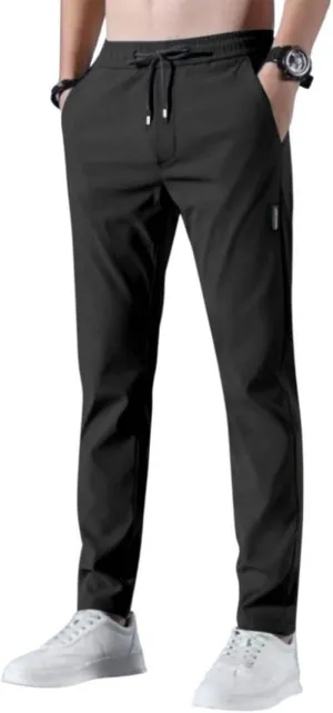 Glide Pants Men Quick Dry Breathable Pants Stretch Elastic Waist Drawstring Active Hiking Trousers with Pockets