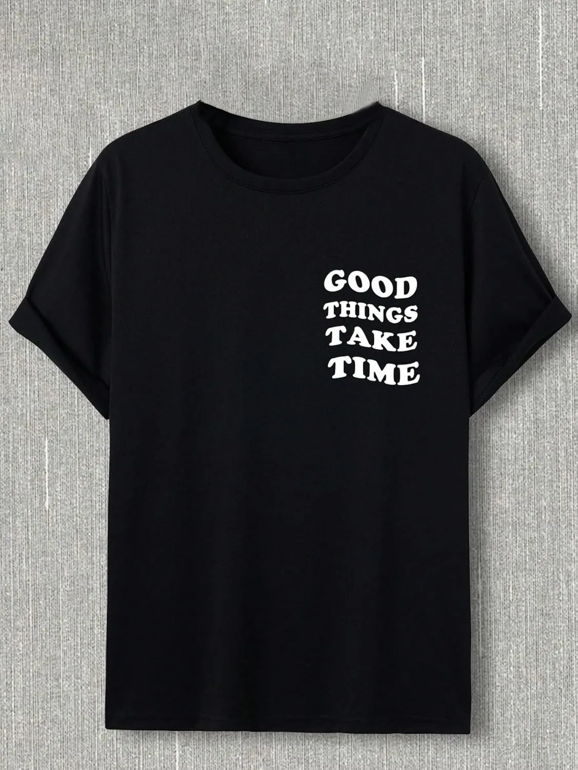 GORGLITTER Men's Novelty Casual Letter Graphic Crewneck T-Shirt Half Sleeve Oversized Tee Top