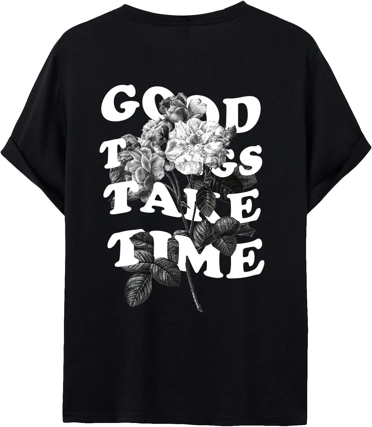 GORGLITTER Men's Novelty Casual Letter Graphic Crewneck T-Shirt Half Sleeve Oversized Tee Top