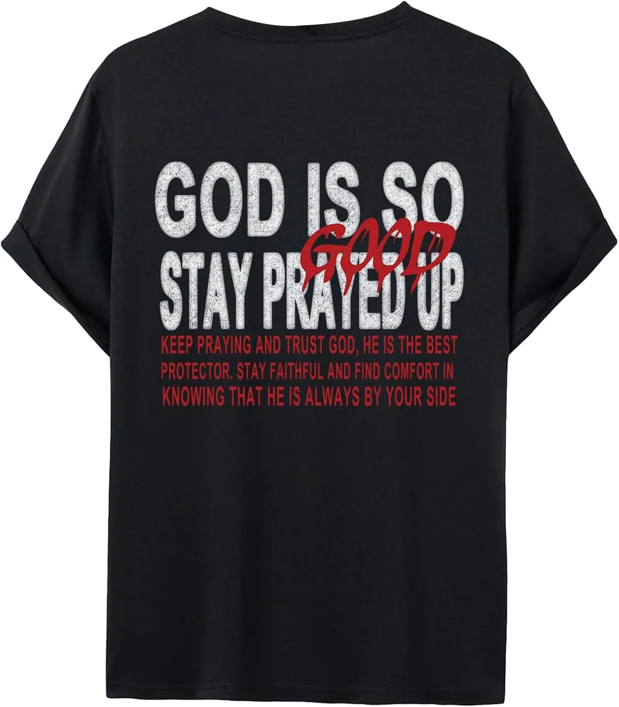 GORGLITTER Men's Novelty Casual Letter Graphic Crewneck T-Shirt Half Sleeve Oversized Tee Top
