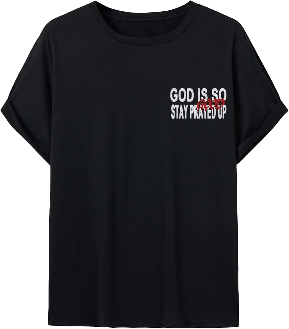 GORGLITTER Men's Novelty Casual Letter Graphic Crewneck T-Shirt Half Sleeve Oversized Tee Top