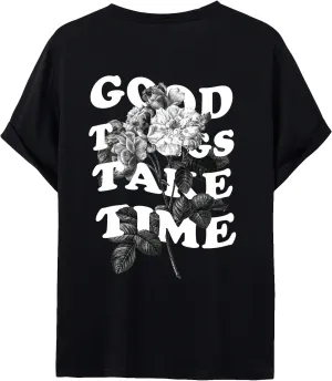 GORGLITTER Men's Novelty Casual Letter Graphic Crewneck T-Shirt Half Sleeve Oversized Tee Top