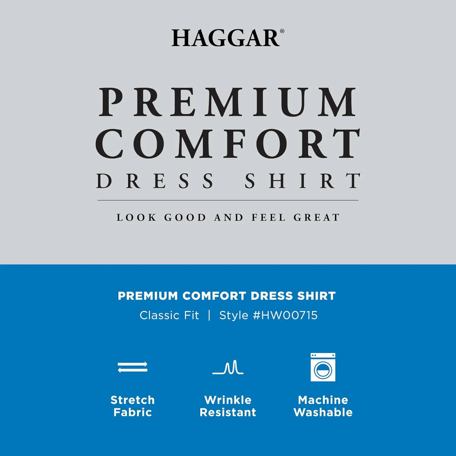 Haggar Men's Premium Comfort Classic Fit Wrinkle Resistant Dress Shirt