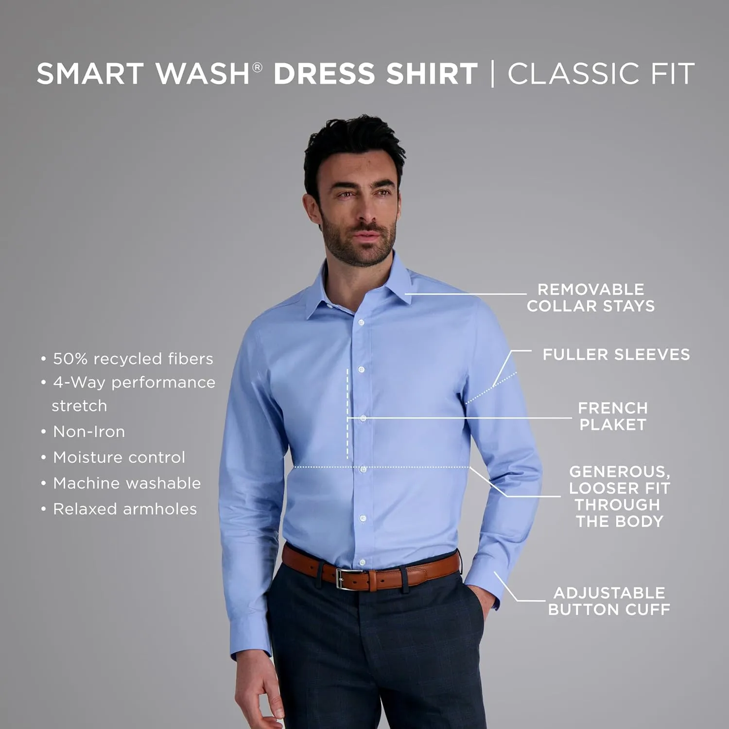 Haggar Men's Premium Comfort Classic Fit Wrinkle Resistant Dress Shirt