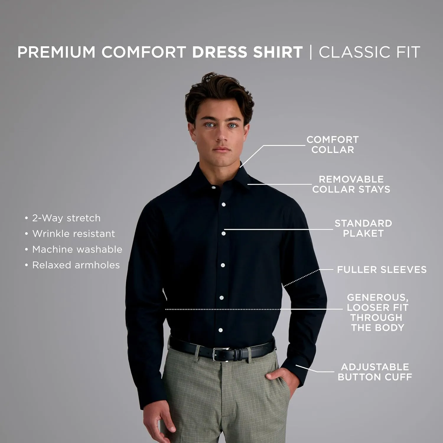 Haggar Men's Premium Comfort Classic Fit Wrinkle Resistant Dress Shirt