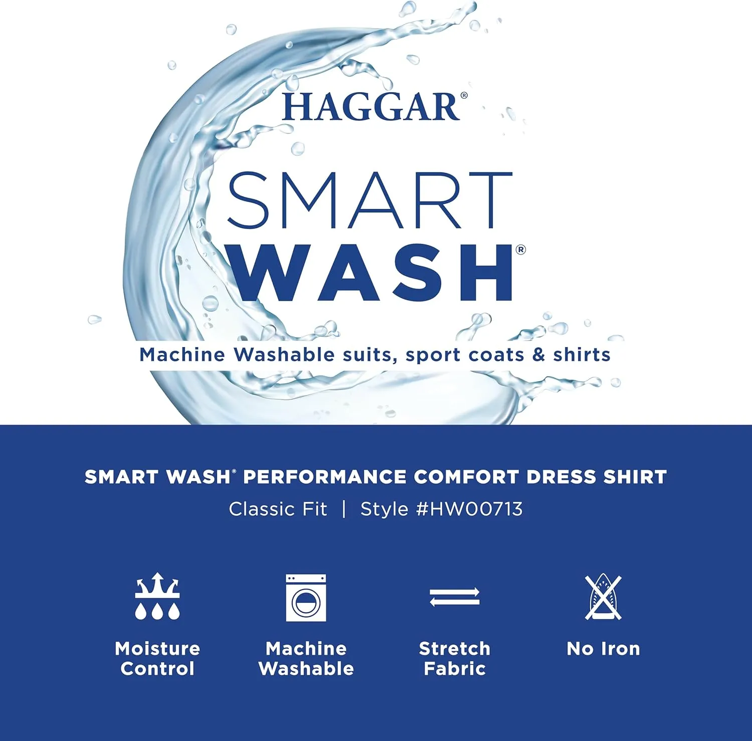 Haggar Men's Smart Wash Classic Fit Comfort Stretch Dress Shirt-Big Or Tall Sizes