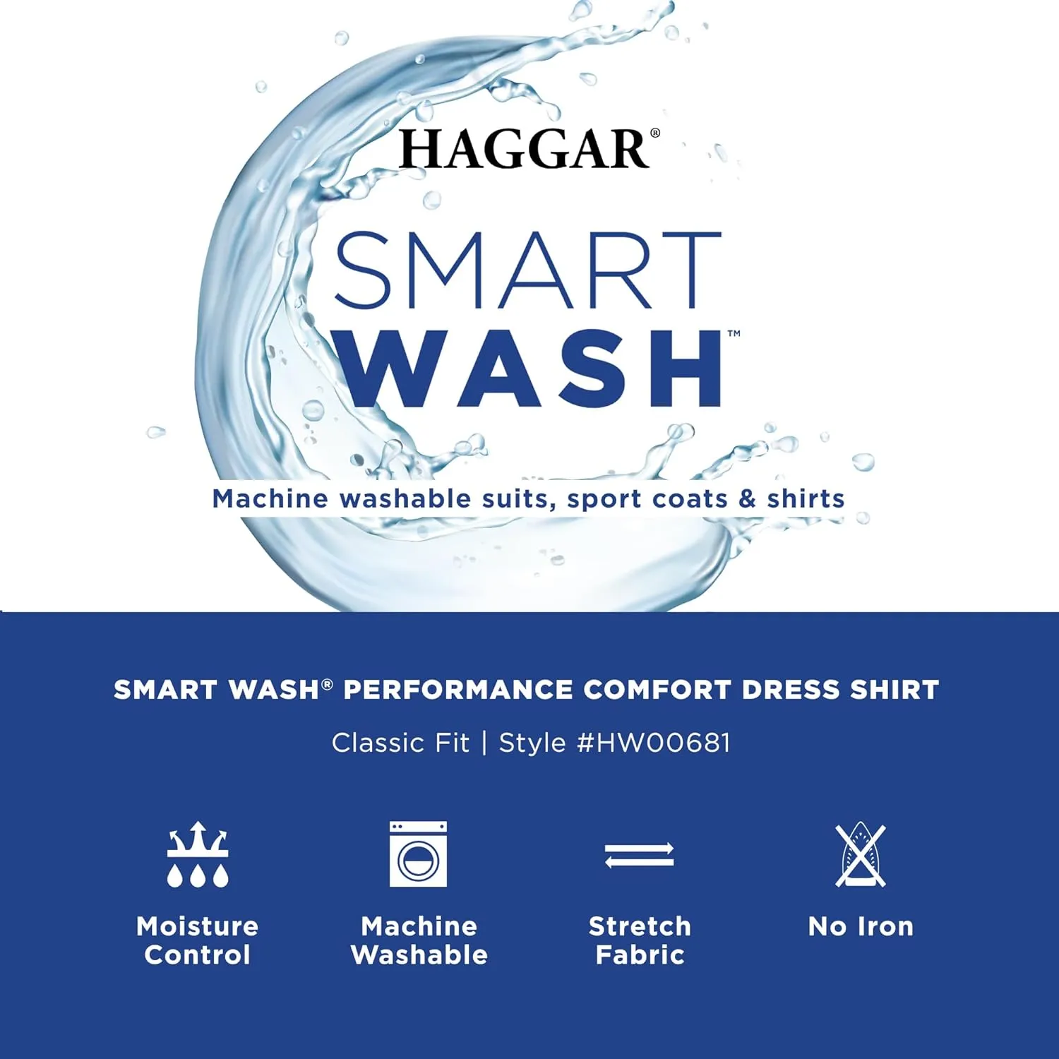 Haggar Men's Smart Wash Classic Fit Comfort Stretch Dress Shirt-Big Or Tall Sizes