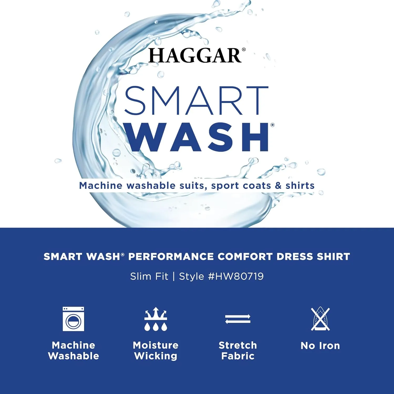 Haggar Men's Smart Wash Slim Fit Dress Shirt