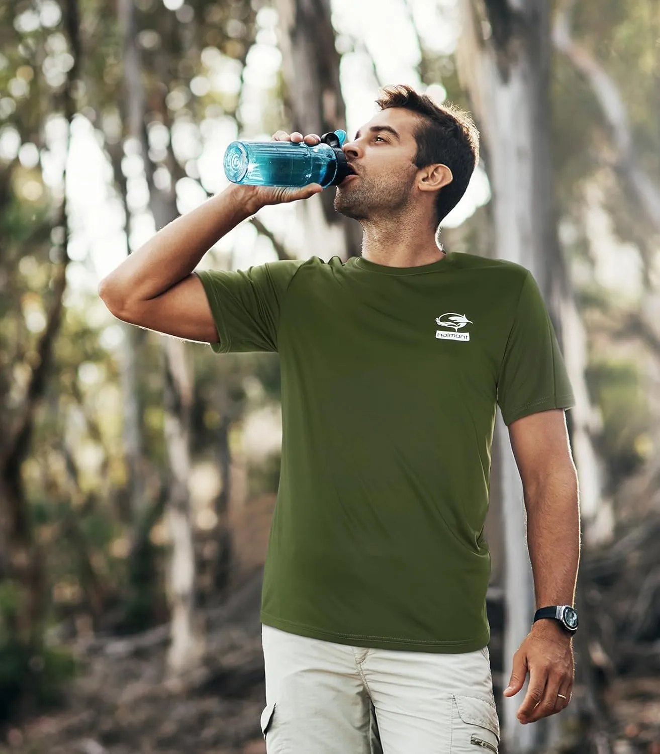 Haimont Men's UPF 50  Sun Protection Fishing Shirts Short Sleeve Quick Dry Swim T-Shirt UV Workout Athletic Tee Shirt