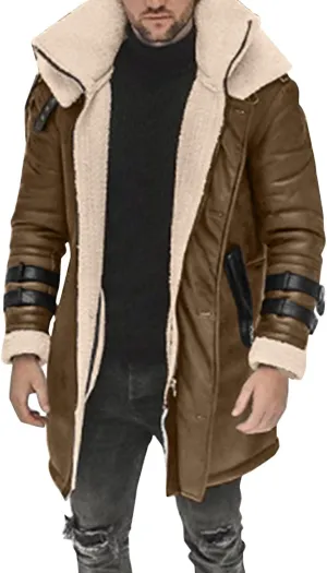Heating Clothes Outdoor Winter Jacket Mens Vintage Print Jackets Sherpa Lined Warm Hiking Fishing Travel Coats