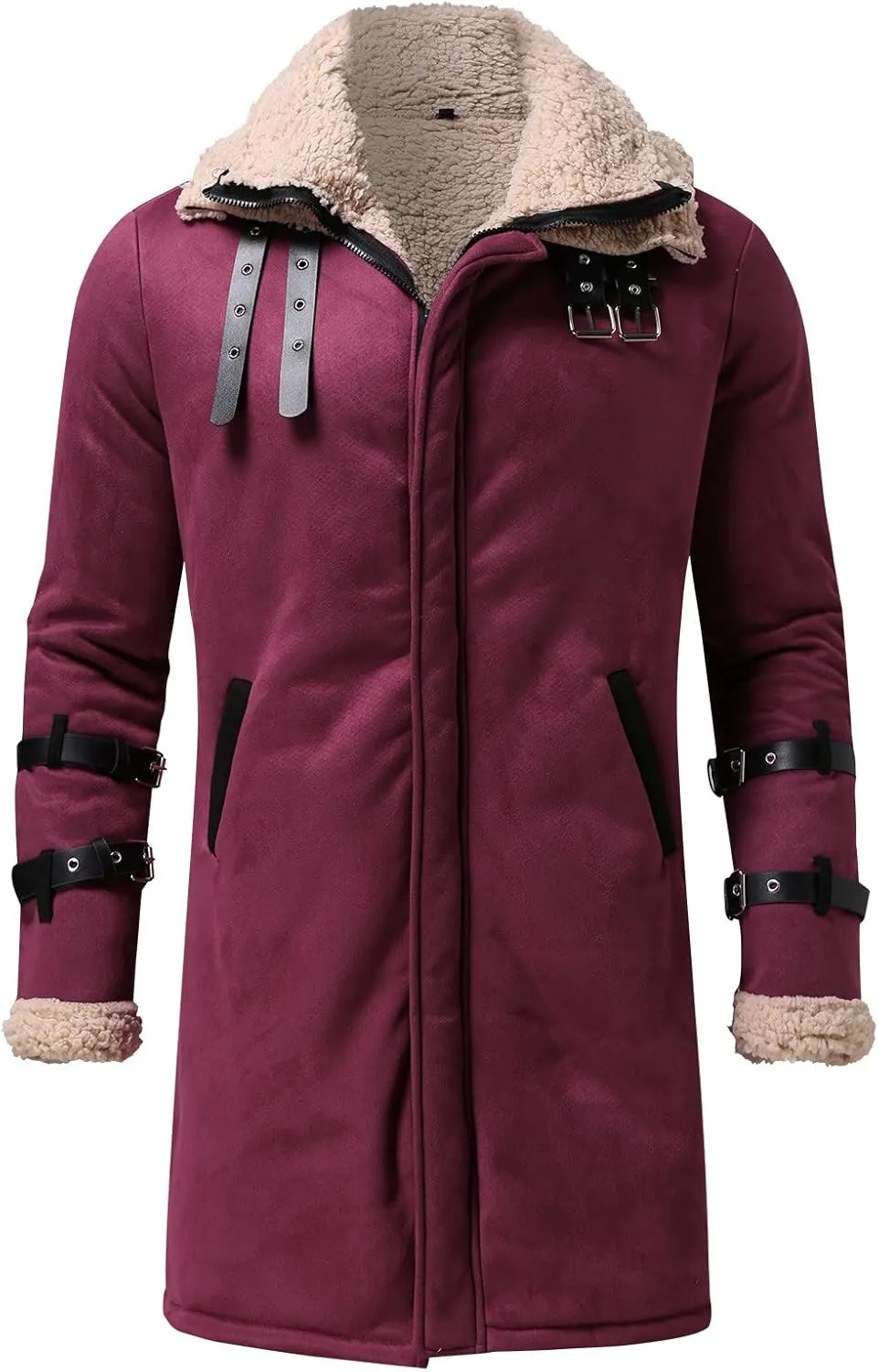 Heating Clothes Outdoor Winter Jacket Mens Vintage Print Jackets Sherpa Lined Warm Hiking Fishing Travel Coats