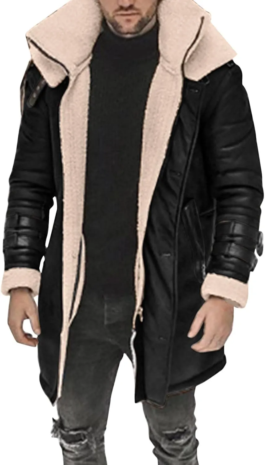 Heating Clothes Outdoor Winter Jacket Mens Vintage Print Jackets Sherpa Lined Warm Hiking Fishing Travel Coats