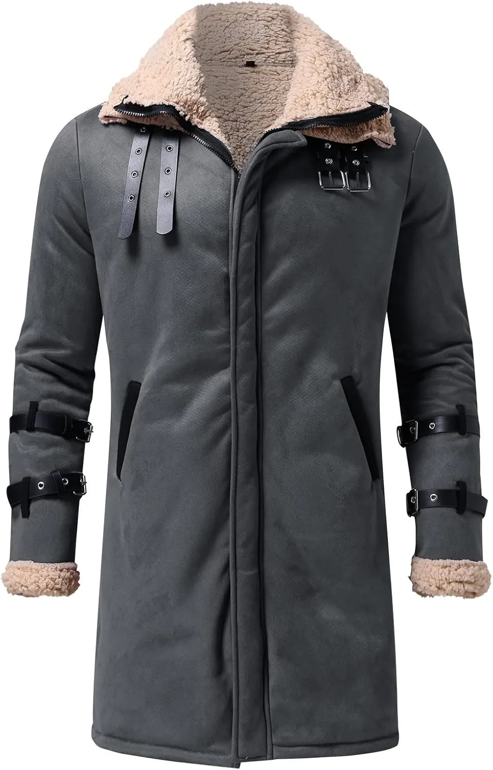 Heating Clothes Outdoor Winter Jacket Mens Vintage Print Jackets Sherpa Lined Warm Hiking Fishing Travel Coats