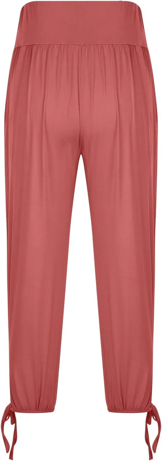 High Waist Capri Yoga Pants for Women Dressy Casual Tummy Control Crop Lounge Trousers Loose Comfy Workout Sweatpants
