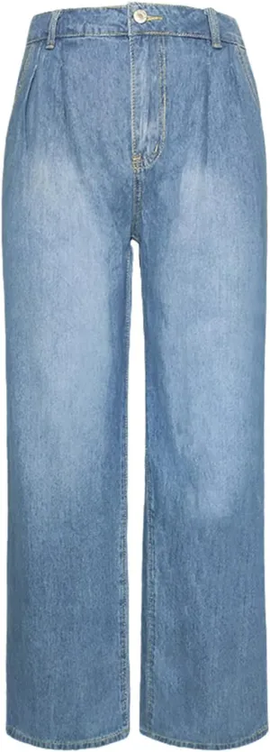 High Waist Women Jeans Autumn Retro Flared Pants Loose Casual Wide Leg Pants