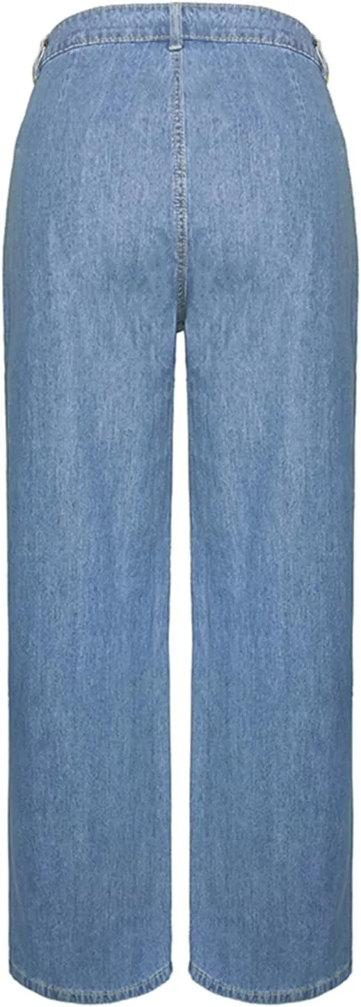 High Waist Women Jeans Autumn Retro Flared Pants Loose Casual Wide Leg Pants
