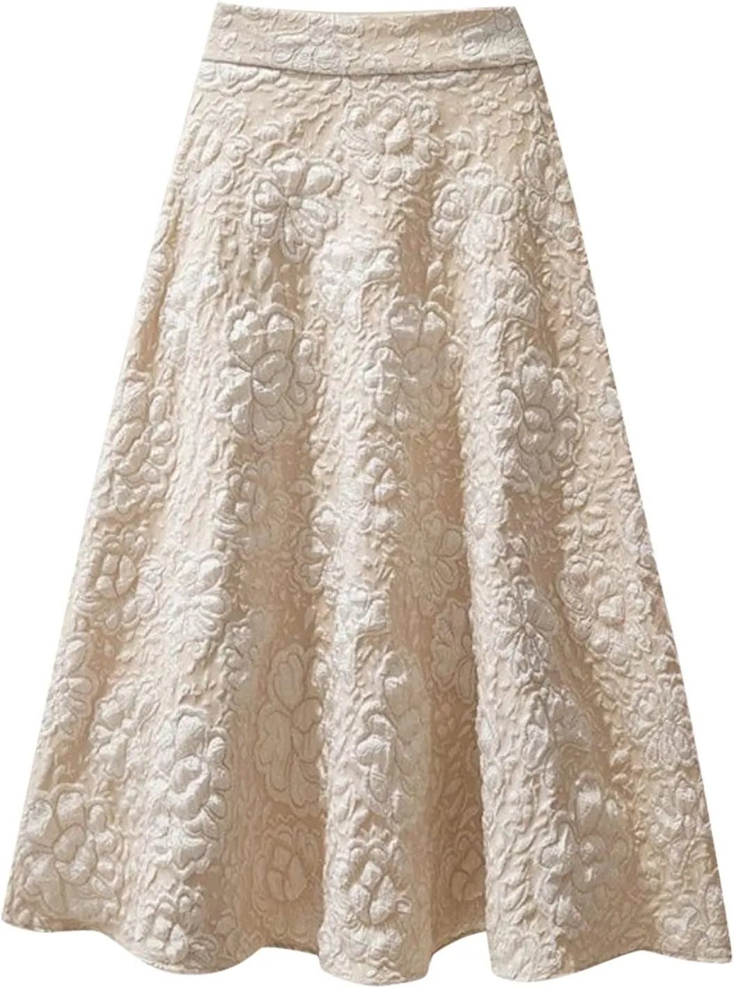 High Waisted Skirts for Women, Ladies Flower Jacquard High Waist Summer Lounge Midi Skirts for Vacation