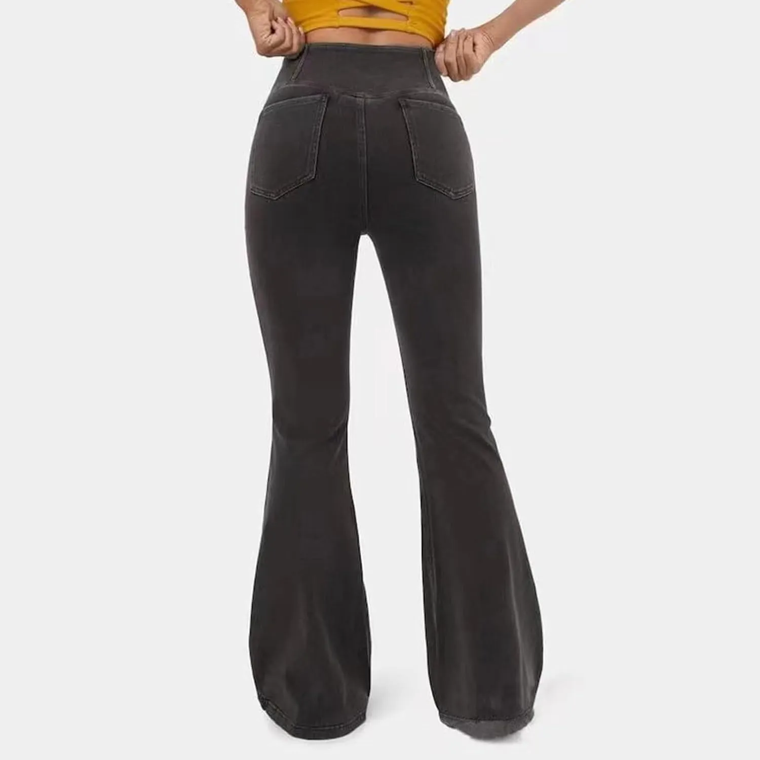 High Waisted Stretchy Flare Jeans for Women Trendy 2024 Bootcut Bell Bottom Jeans V Cross Tummy Control Flare Pants