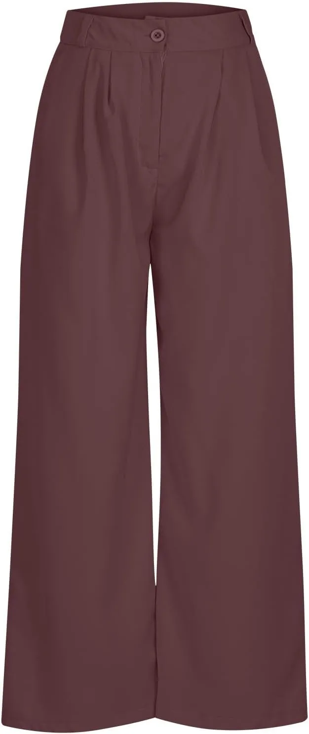 High Waisted Work Pants for Women Business Casual Office Straight Wide Leg Pants Trousers with Pockets 2024 Outfits