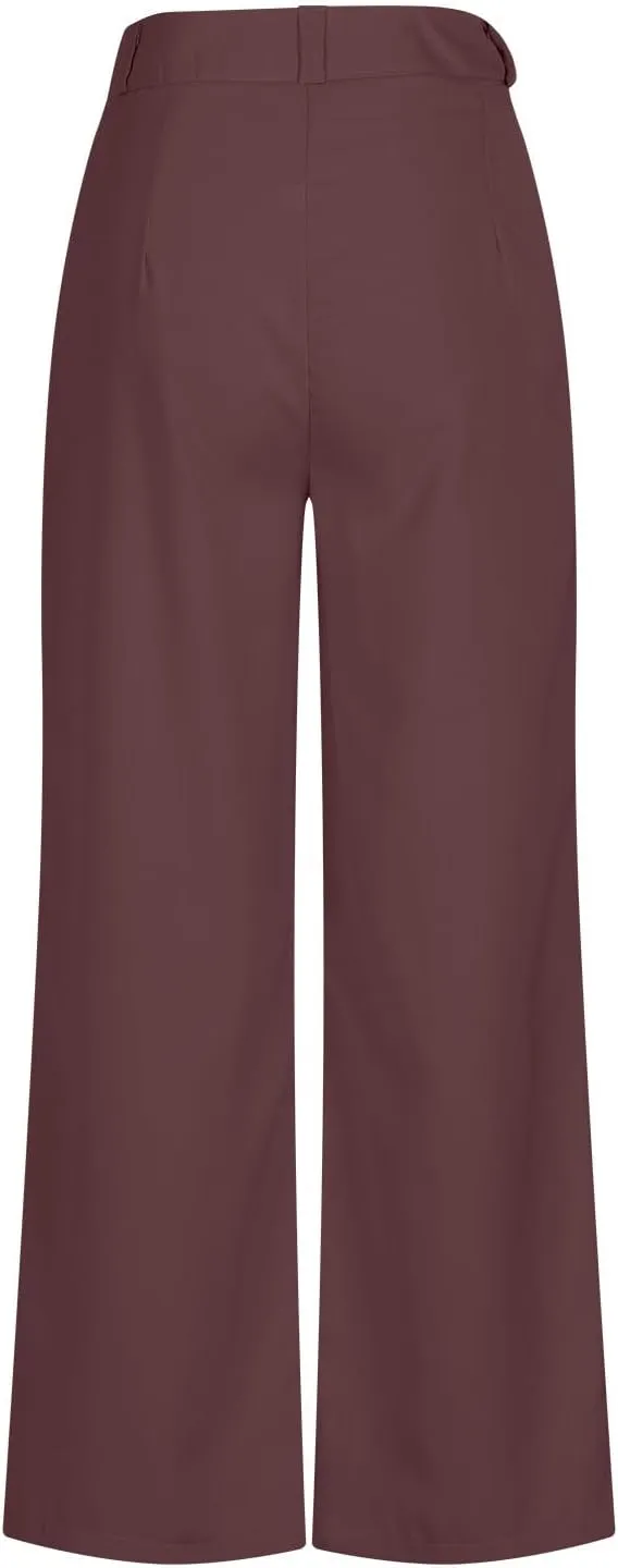 High Waisted Work Pants for Women Business Casual Office Straight Wide Leg Pants Trousers with Pockets 2024 Outfits