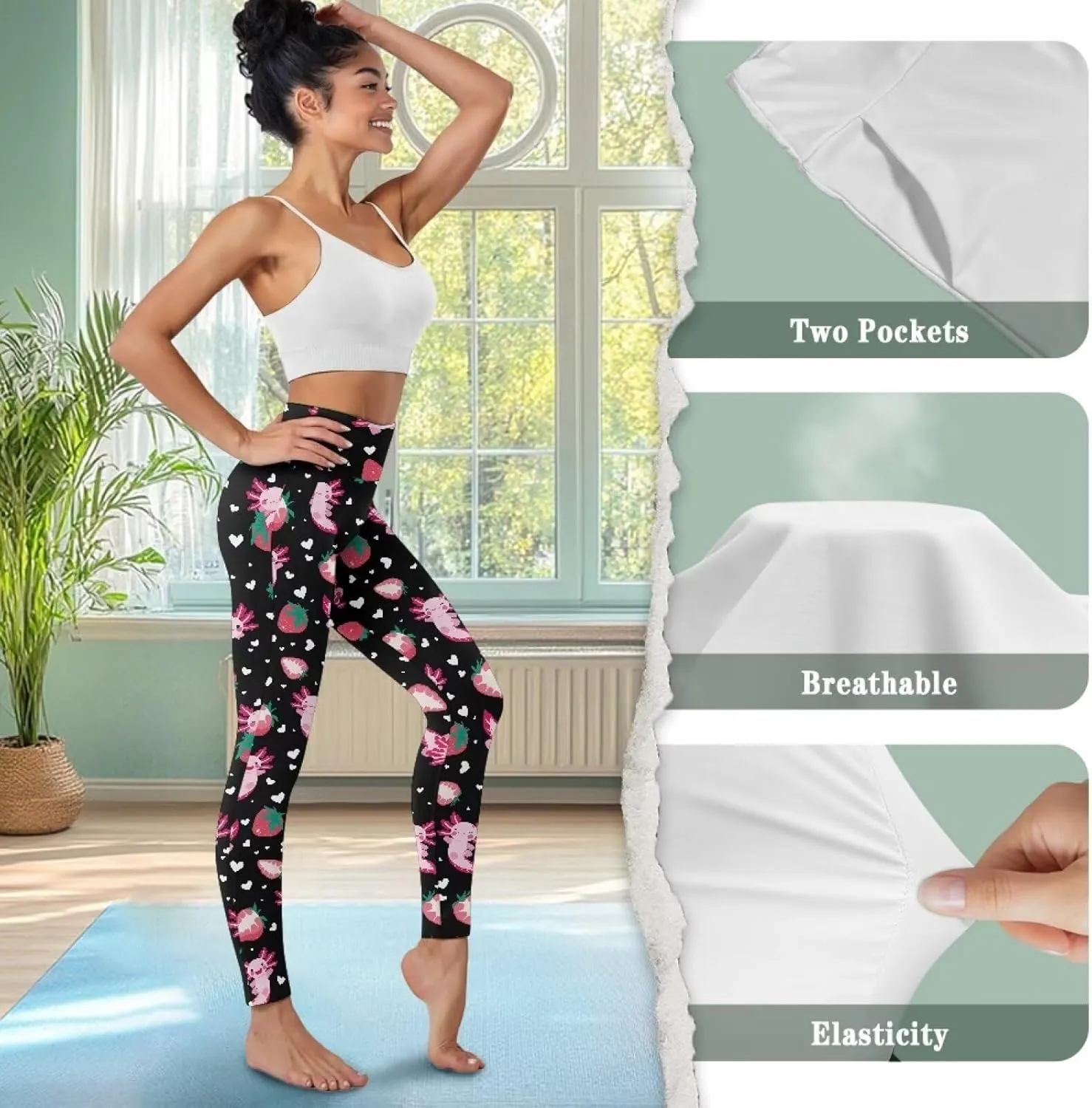 High Waisted Yoga Pants for Women with Pockets Stretch Soft Running Workout Leggings Athletic Yoga Pants
