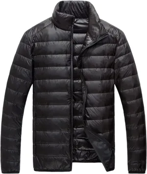 HINDOLA Men's Lightweight Hooded Down Jackets Coats Winter Packable Puffer Jacket Water-Resistant Warm Feather Outerwear