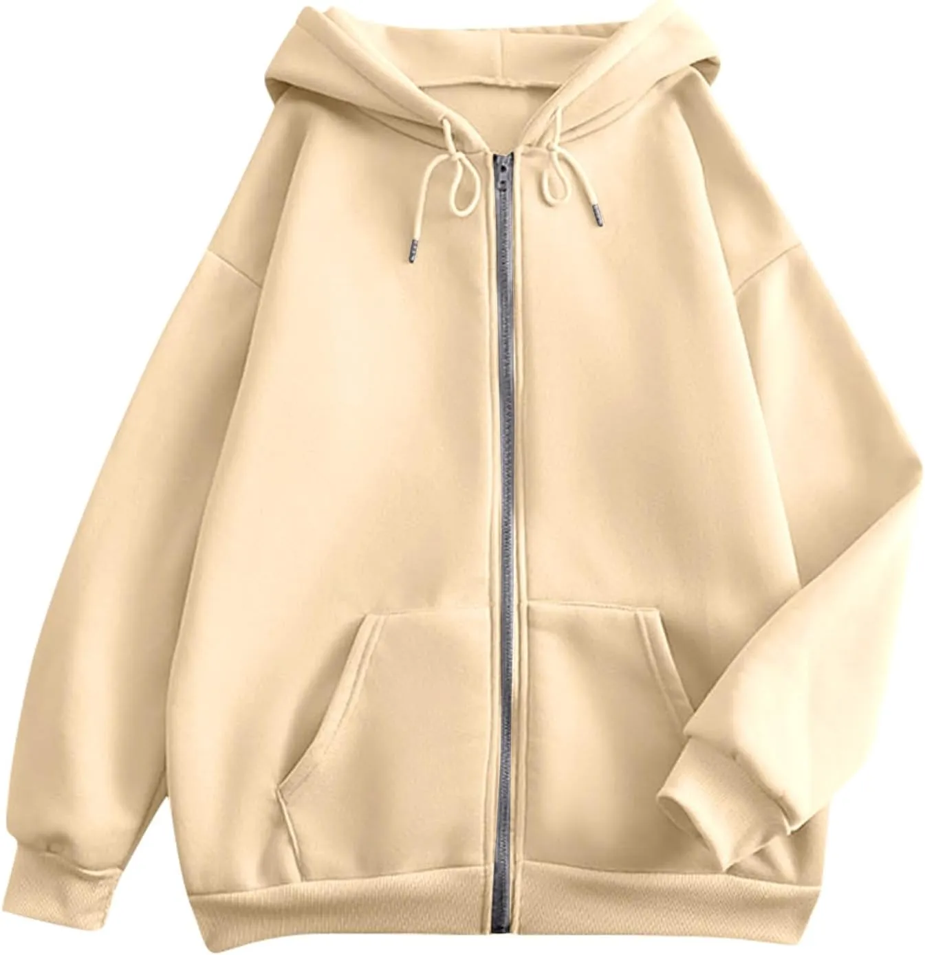 Hoodies For Women Zip Up Hoodie Long Sleeve Solid Jackets Fall Winter Coats Soft Loose Hoodies Outdoor Sweatshirt