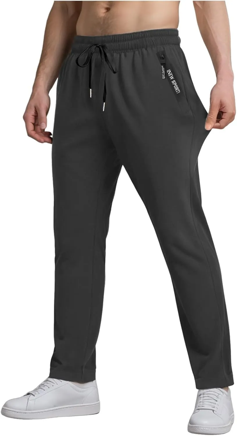 Ice Silk Pants for Men Ultra Stretch Breathable Iced Active Pants Comfy-Fit Icedactive Trousers with Letter Zipper