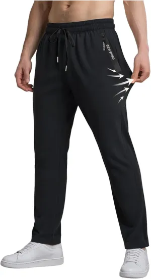 Ice Silk Pants for Men Ultra Stretch Breathable Iced Active Pants Comfy-Fit Icedactive Trousers with Letter Zipper