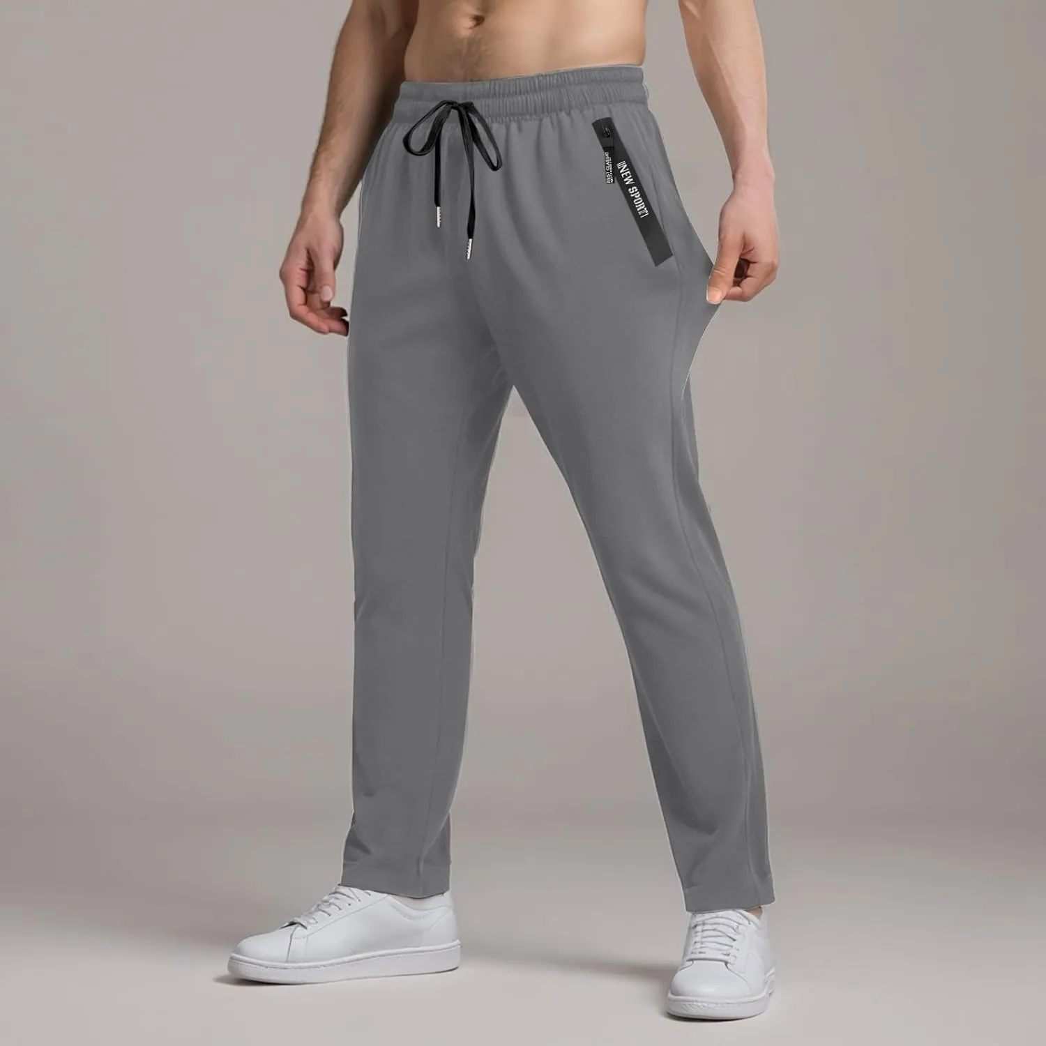 Ice Silk Pants for Men Ultra Stretch Breathable Iced Active Pants Comfy-Fit Icedactive Trousers with Letter Zipper