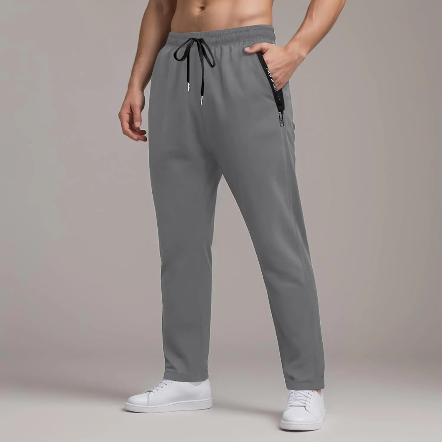 Ice Silk Pants for Men Ultra Stretch Breathable Iced Active Pants Comfy-Fit Icedactive Trousers with Letter Zipper