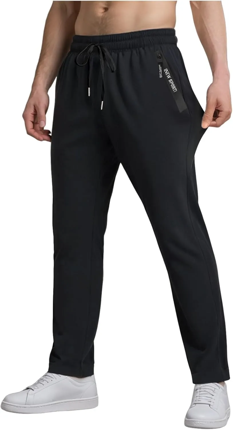Ice Silk Pants for Men Ultra Stretch Breathable Iced Active Pants Comfy-Fit Icedactive Trousers with Letter Zipper
