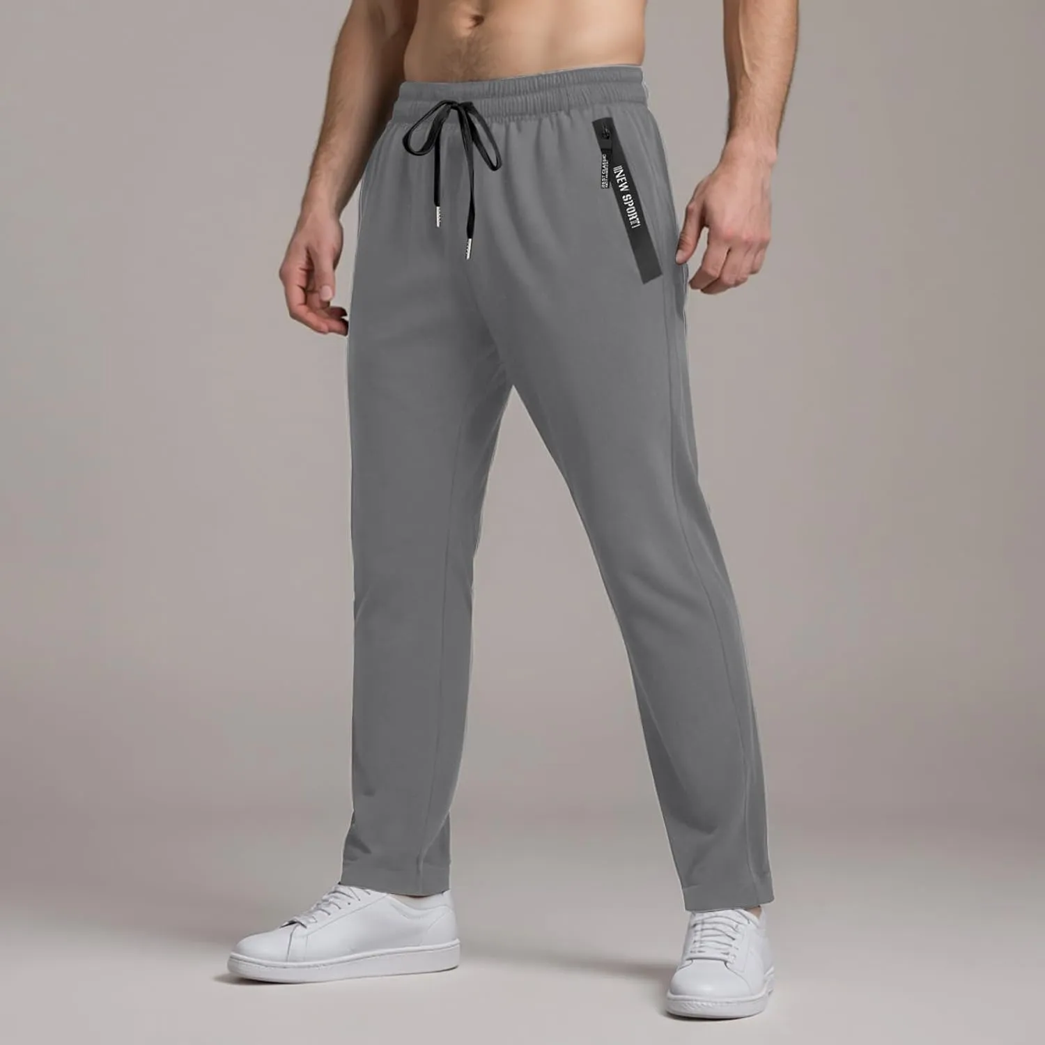 Ice Silk Pants for Men Ultra Stretch Breathable Iced Active Pants Comfy-Fit Icedactive Trousers with Letter Zipper