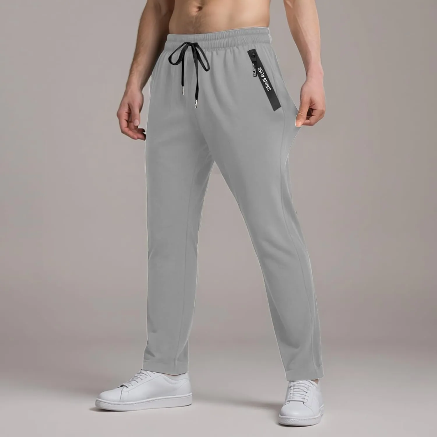 Ice Silk Pants for Men Ultra Stretch Breathable Iced Active Pants Comfy-Fit Icedactive Trousers with Letter Zipper