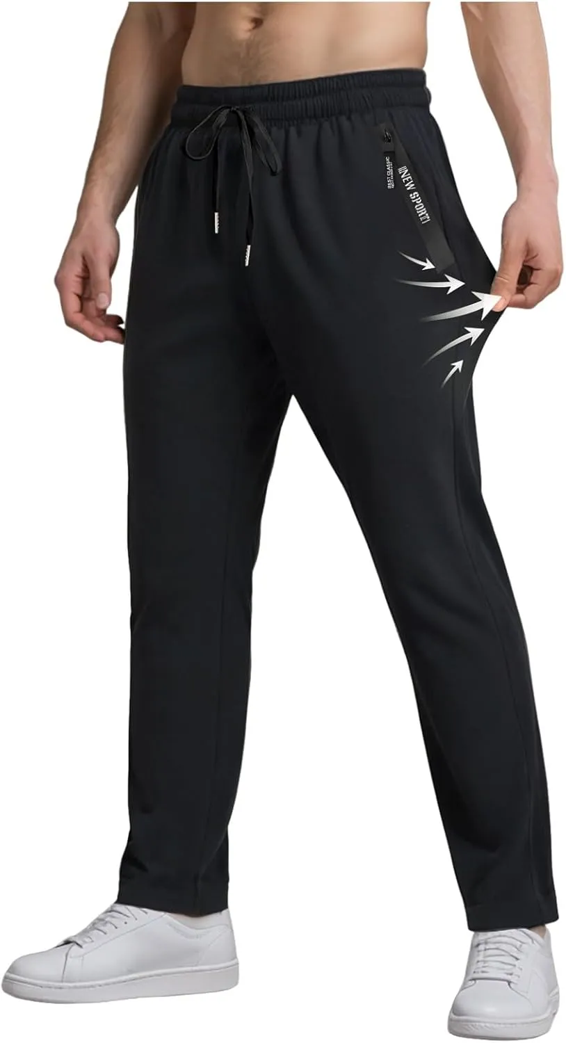 Ice Silk Pants for Men Ultra Stretch Breathable Iced Active Pants Comfy-Fit Icedactive Trousers with Letter Zipper