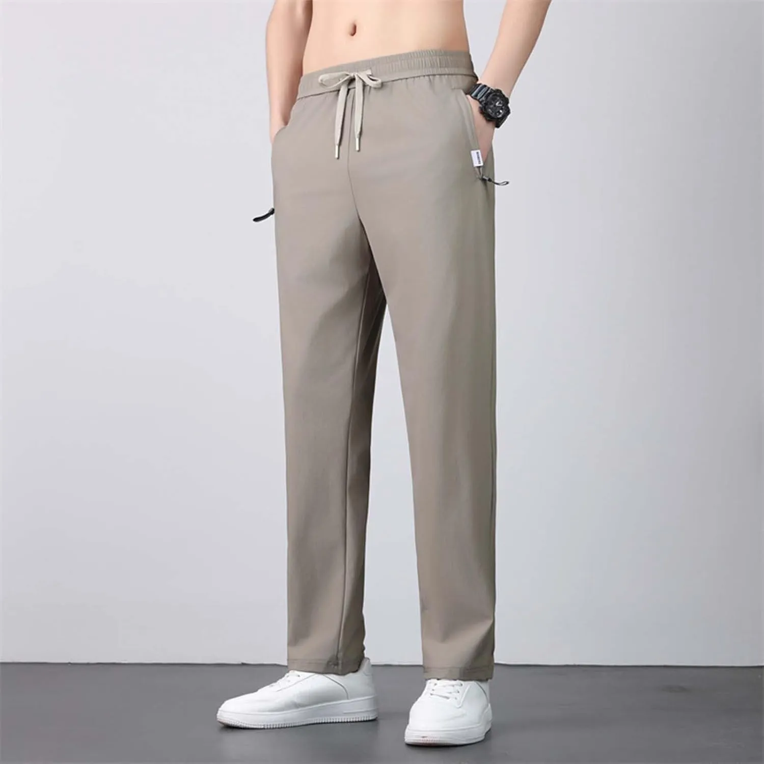 Iced Active Pants for Men Icedactive Quick Drying Ultra Stretch Ice Silk Pants Breathable Comfy-Fit Travel Trousers