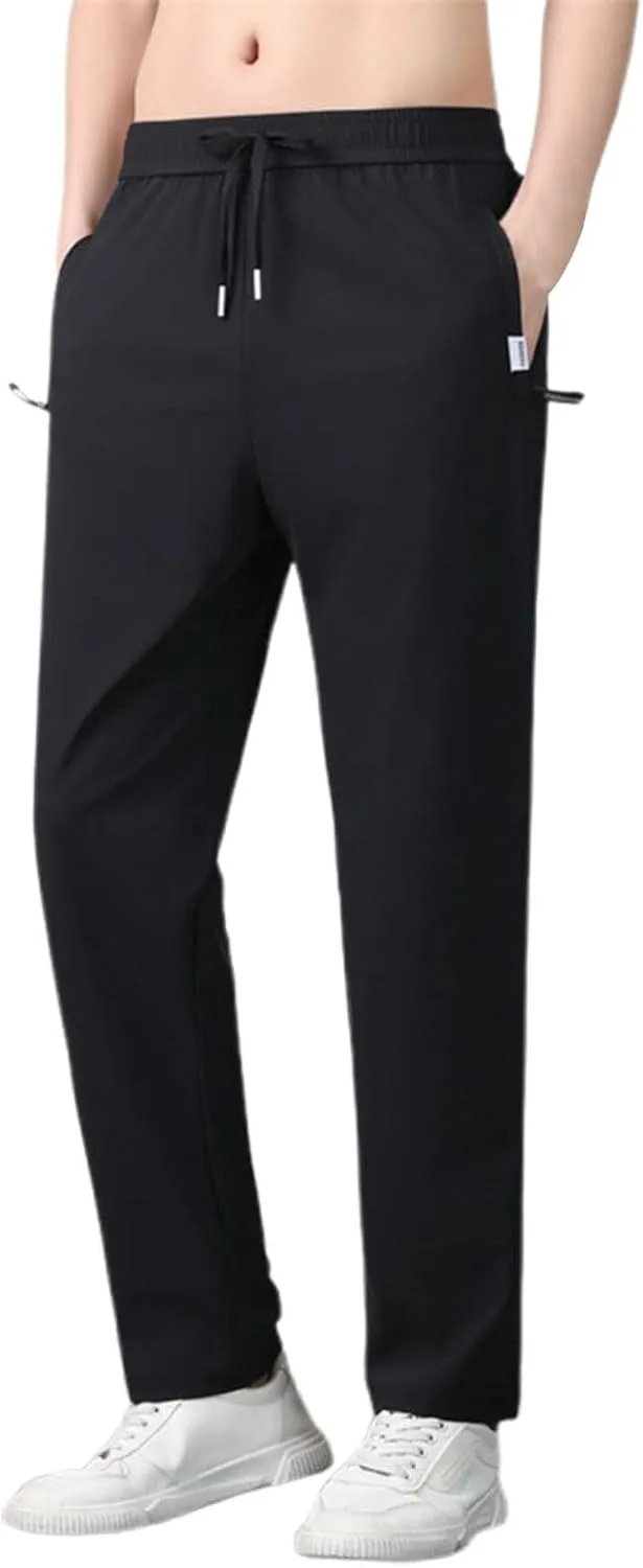 Iced Active Pants for Men Icedactive Quick Drying Ultra Stretch Ice Silk Pants Breathable Comfy-Fit Travel Trousers