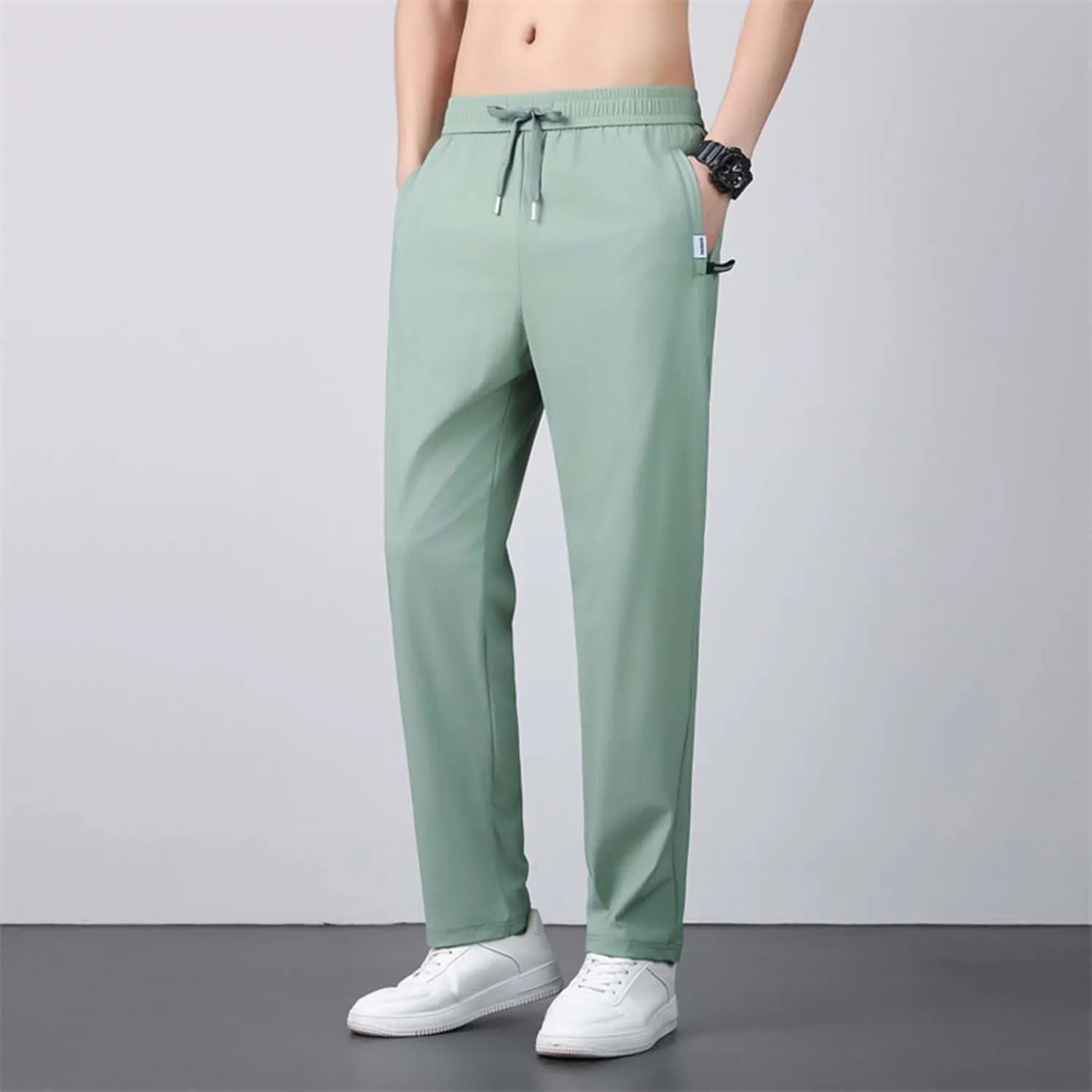 Iced Active Pants for Men Icedactive Quick Drying Ultra Stretch Ice Silk Pants Breathable Comfy-Fit Travel Trousers
