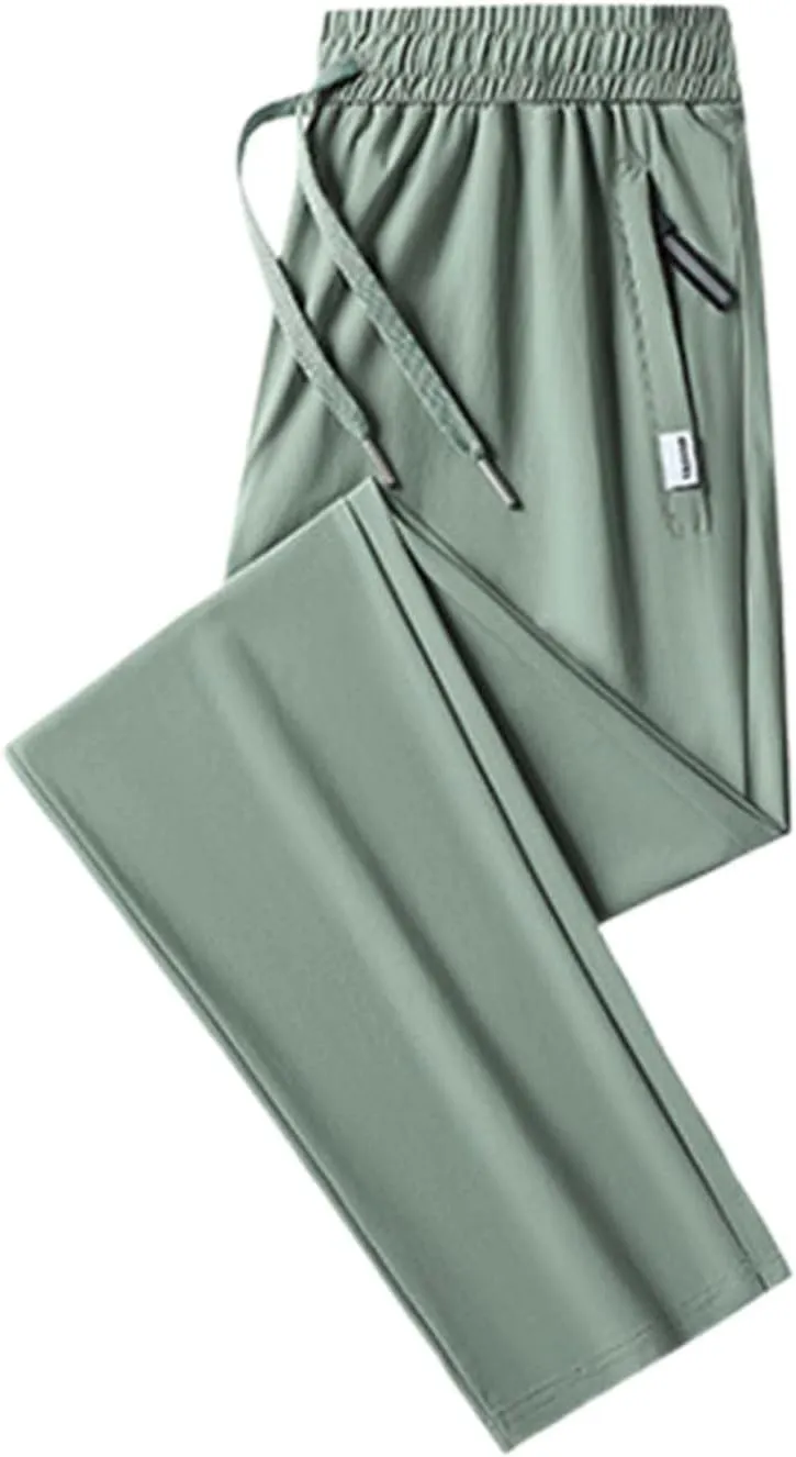 Iced Active Pants for Men Icedactive Quick Drying Ultra Stretch Ice Silk Pants Breathable Comfy-Fit Travel Trousers