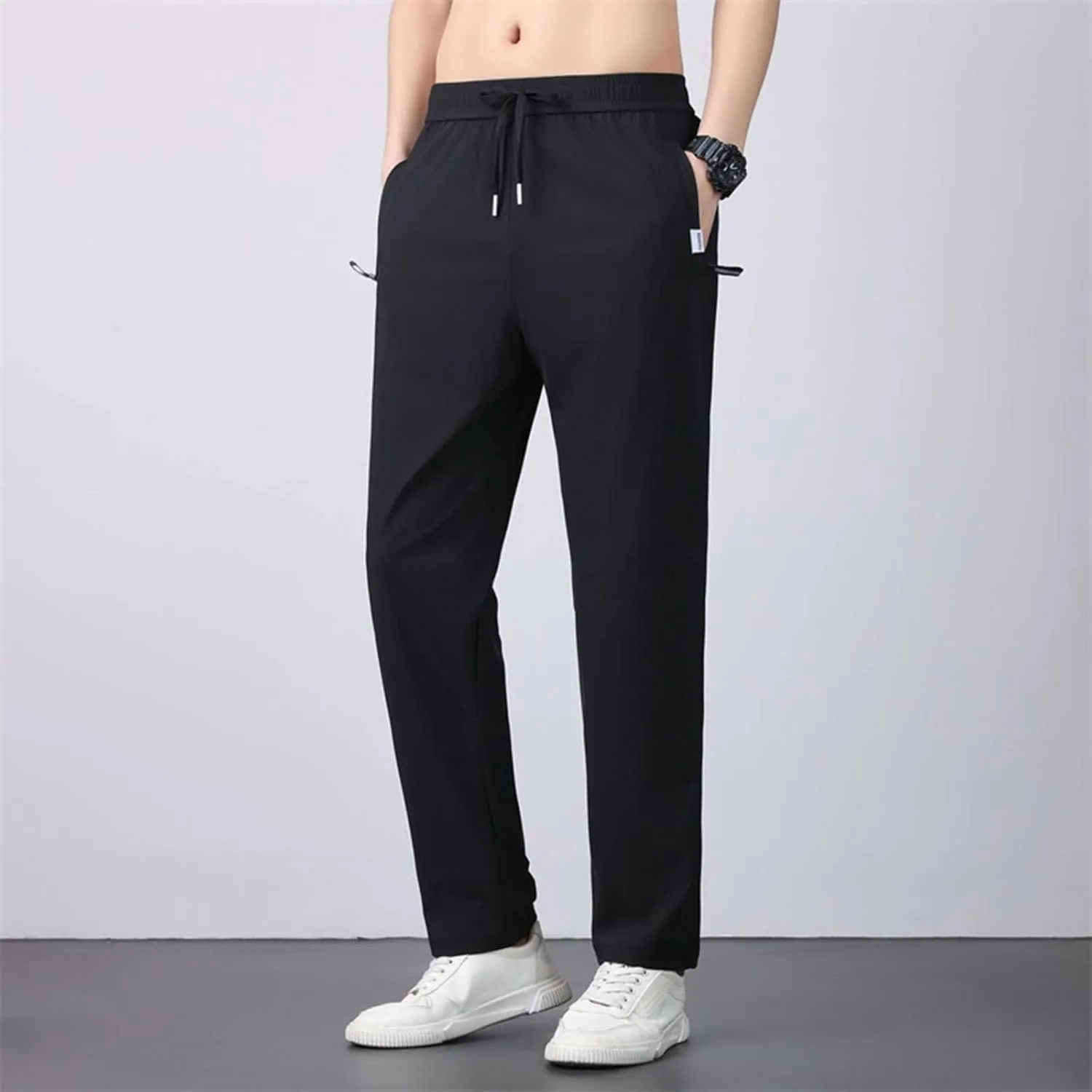 Iced Active Pants for Men Icedactive Quick Drying Ultra Stretch Ice Silk Pants Breathable Comfy-Fit Travel Trousers