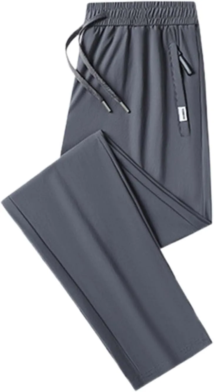 Iced Active Pants for Men Icedactive Quick Drying Ultra Stretch Ice Silk Pants Breathable Comfy-Fit Travel Trousers