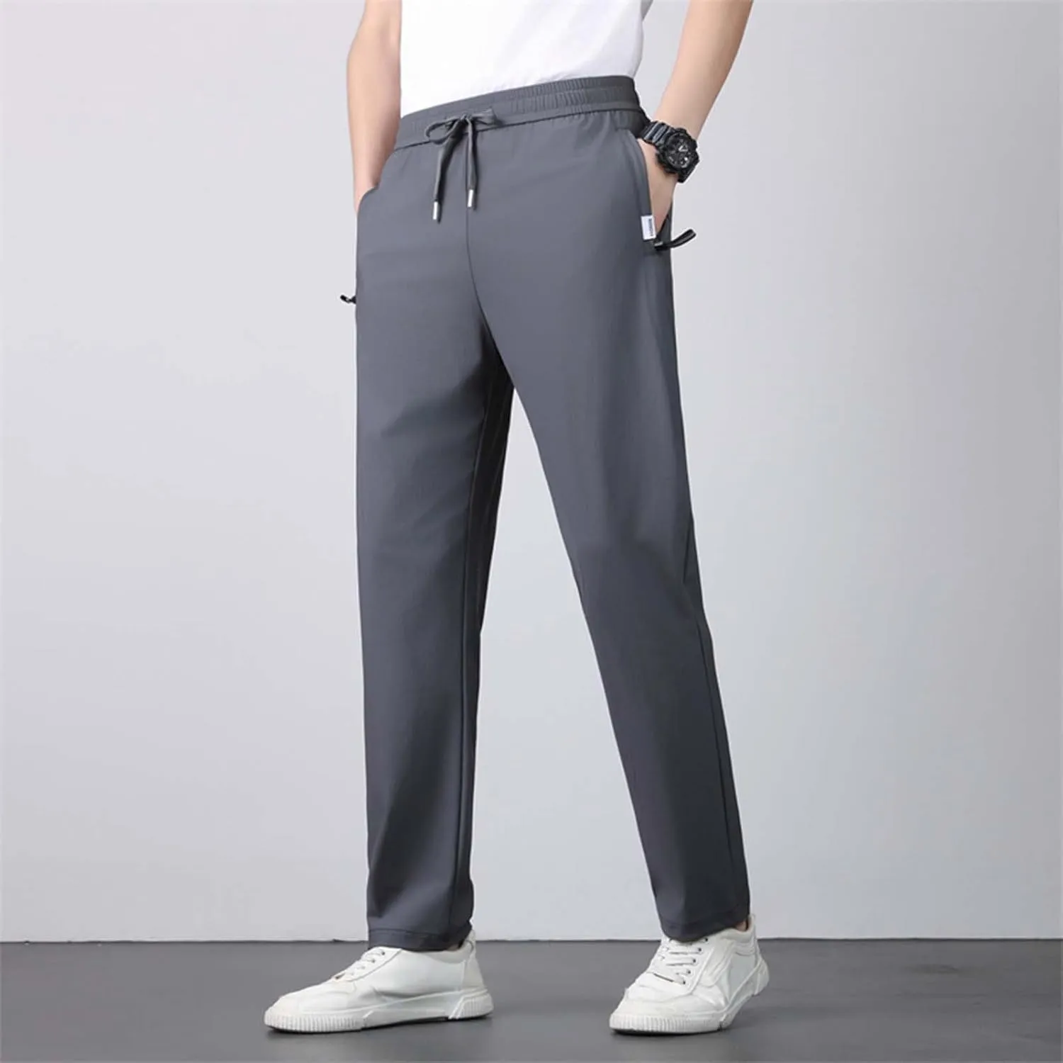 Iced Active Pants for Men Icedactive Quick Drying Ultra Stretch Ice Silk Pants Breathable Comfy-Fit Travel Trousers