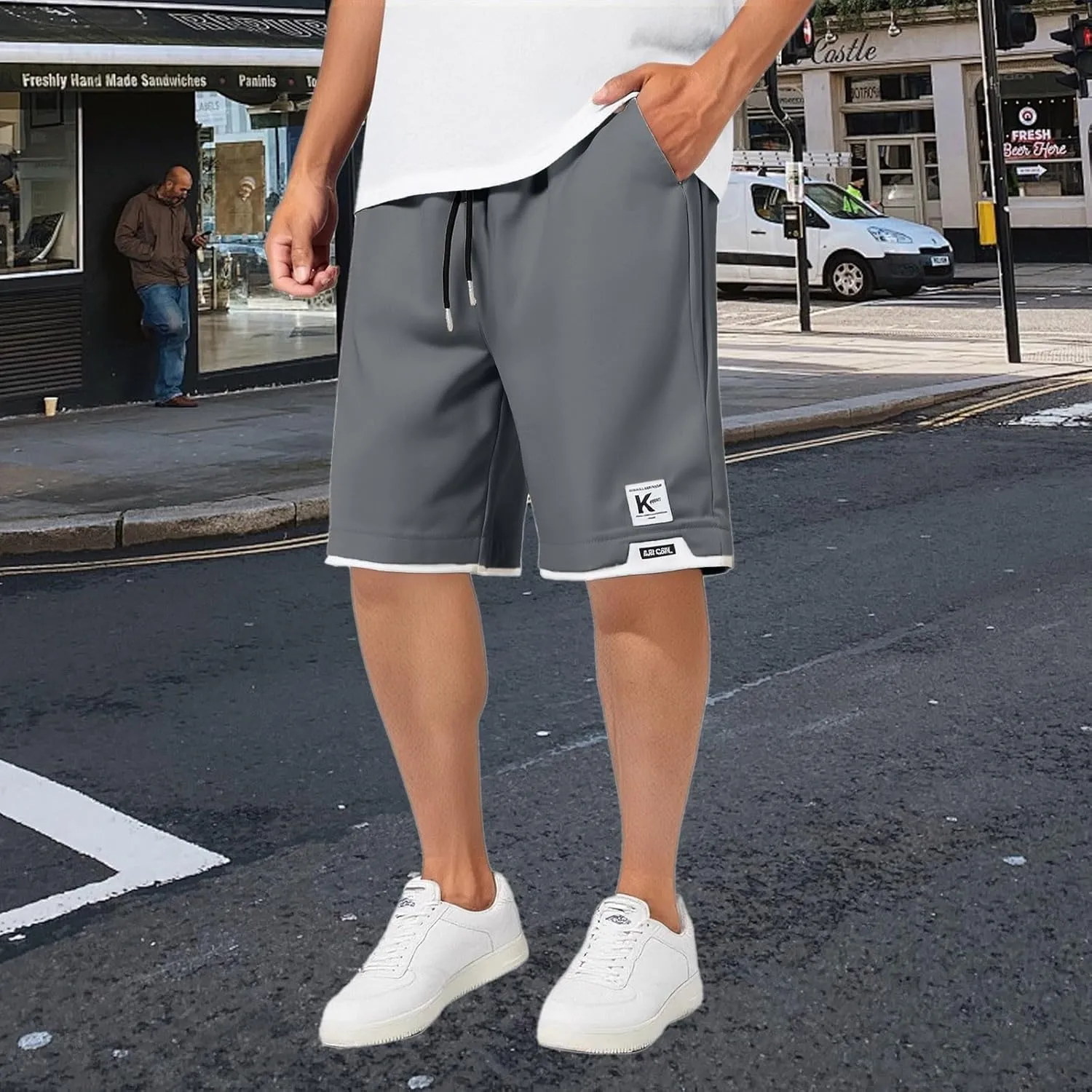 Indoor House Men's Summer Ice Silk Thin Sports Quick Drying Outside to Wear Summer Fifth Medium Pants Mens Summer