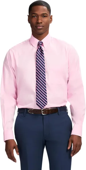 IZOD Men's Dress Shirt Classic Fit Pinpoint Oxford Long Sleeve All Over Stretch Button Down Collar