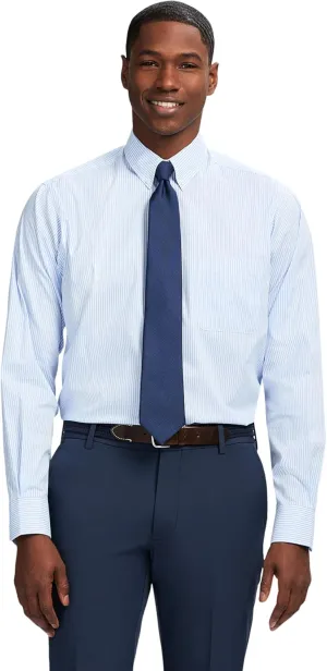 IZOD Men's Dress Shirt Classic Fit Pinpoint Oxford Long Sleeve All Over Stretch Button Down Collar